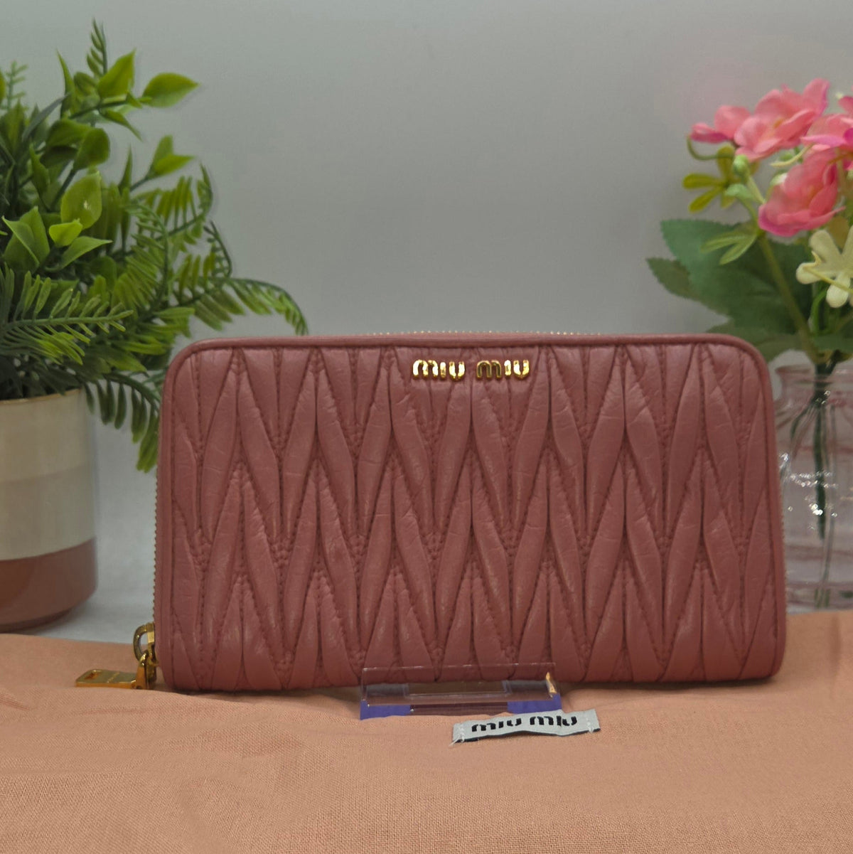 Pre-Loved Miu Miu Matelassé Nappa Leather Wallet
