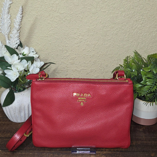 Pre-Loved Prada Vitello Phenix Double Zip