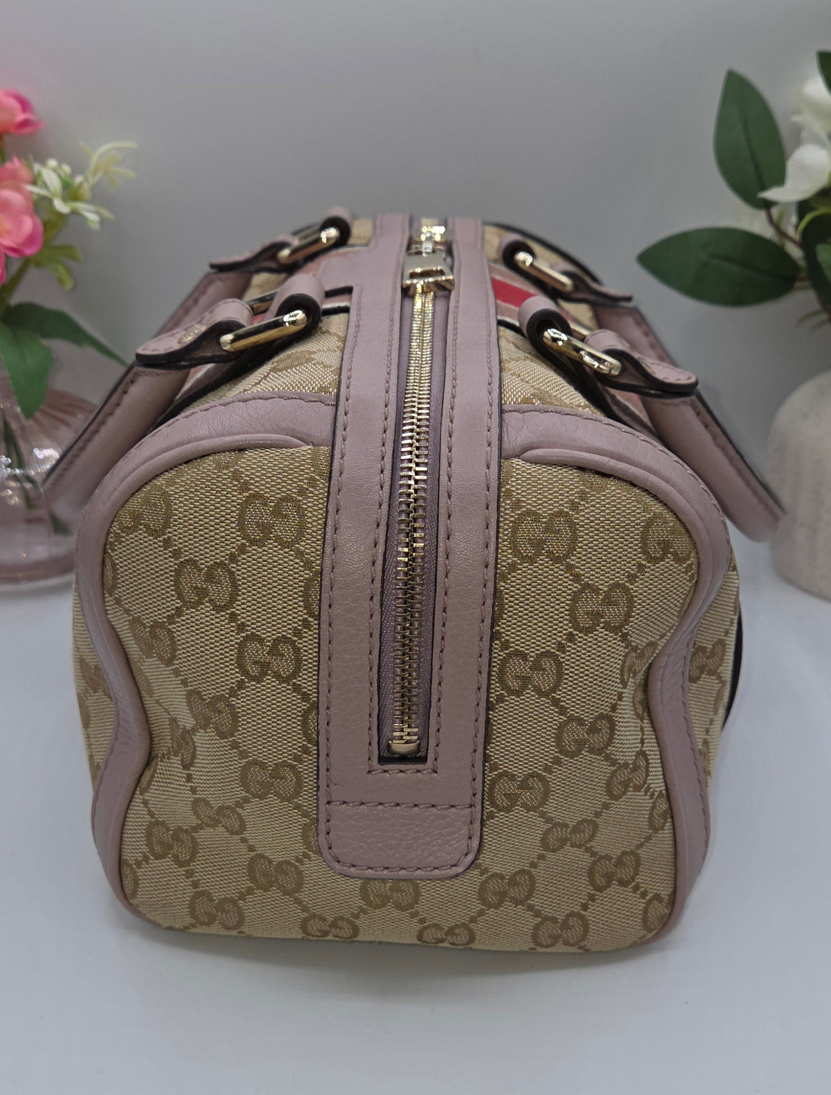Pre-Loved Gucci GG Canvas Vintage Web Boston Bag