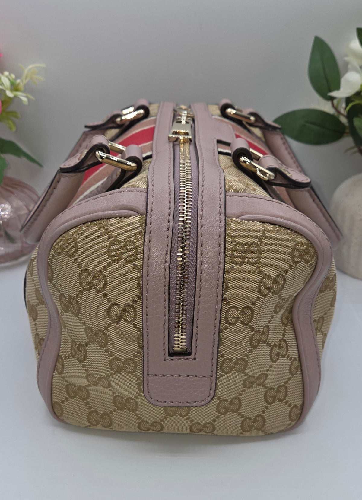 Pre-Loved Gucci GG Canvas Vintage Web Boston Bag