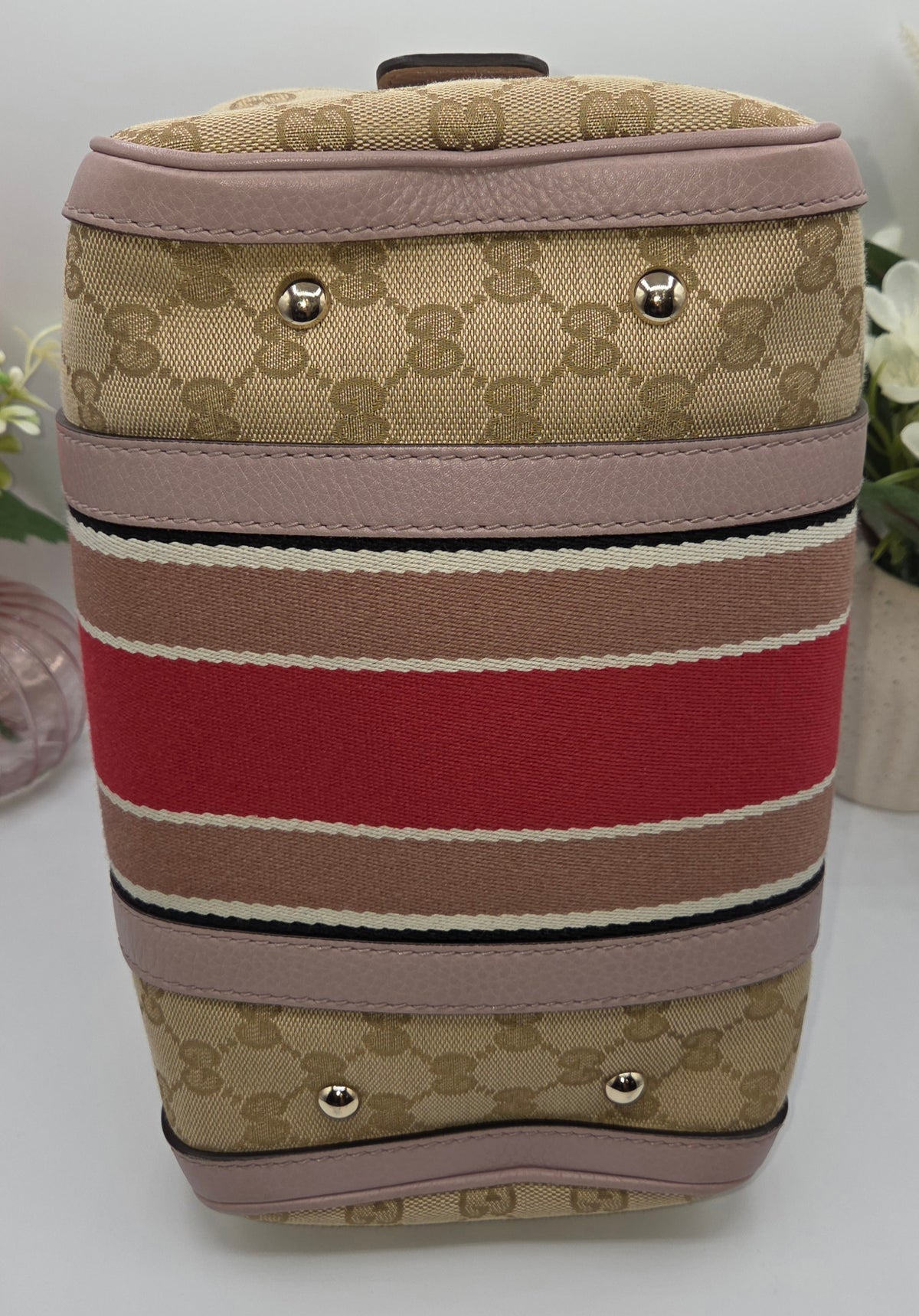 Pre-Loved Gucci GG Canvas Vintage Web Boston Bag