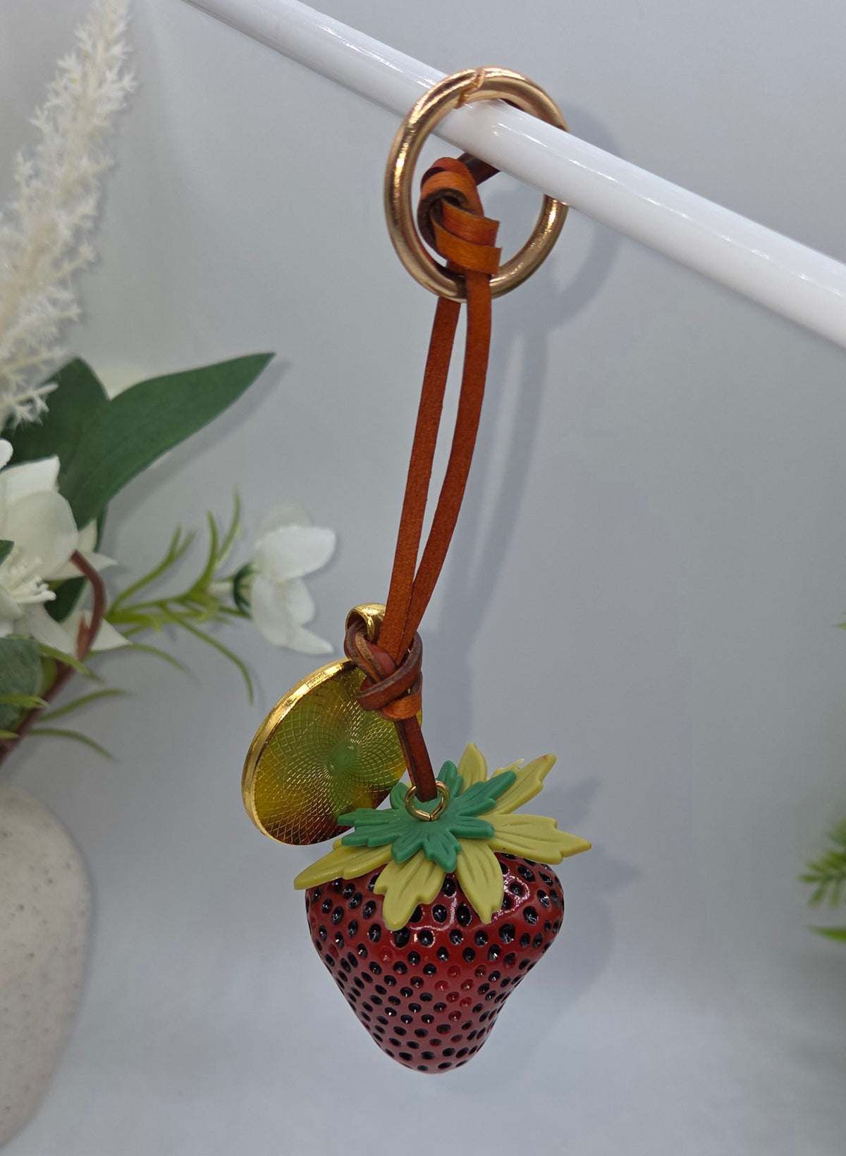 Upcycled GG Strawberry Key Ring