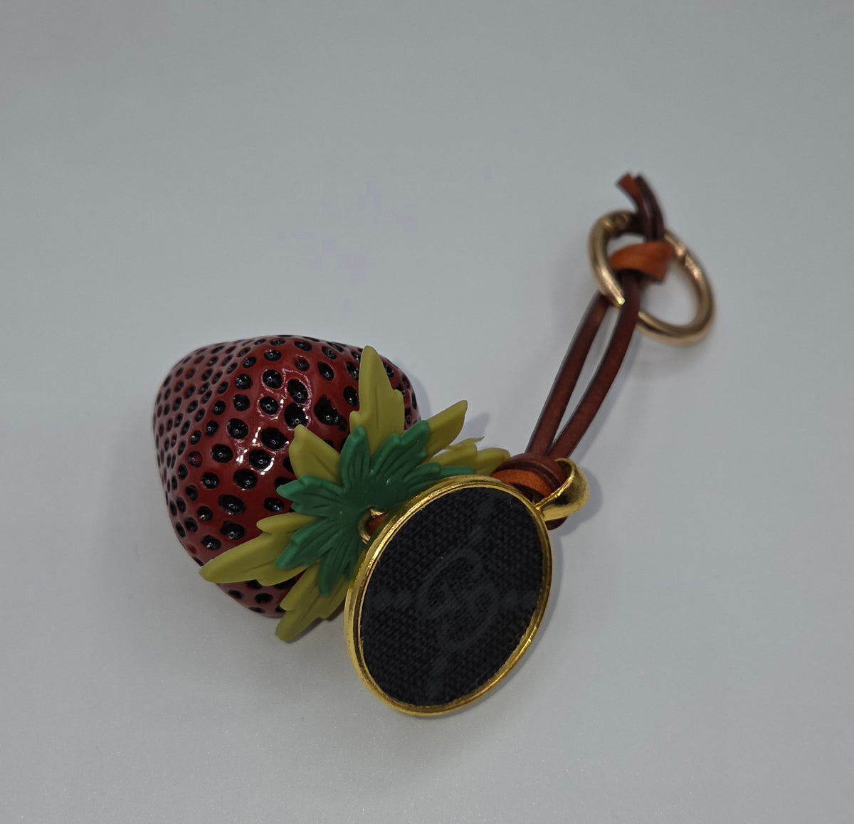 Upcycled GG Strawberry Key Ring
