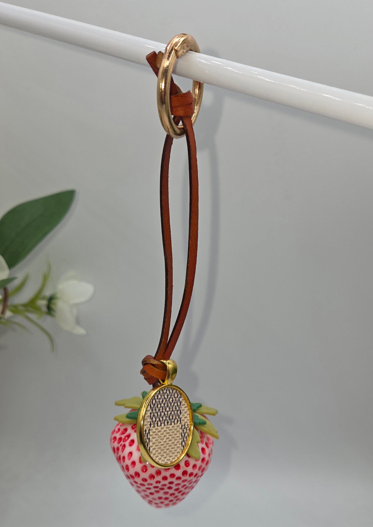 Upcycled LV Strawberry Key Ring