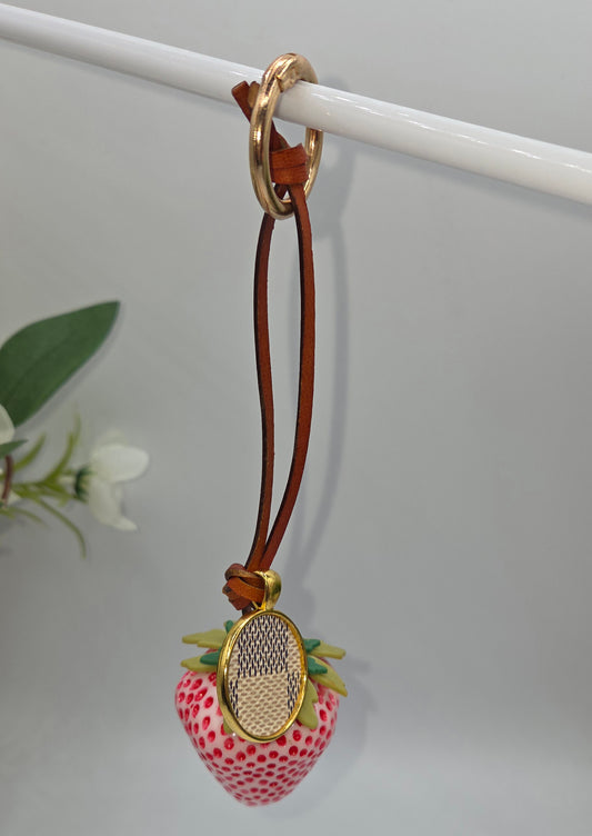 Upcycled LV Strawberry Key Ring