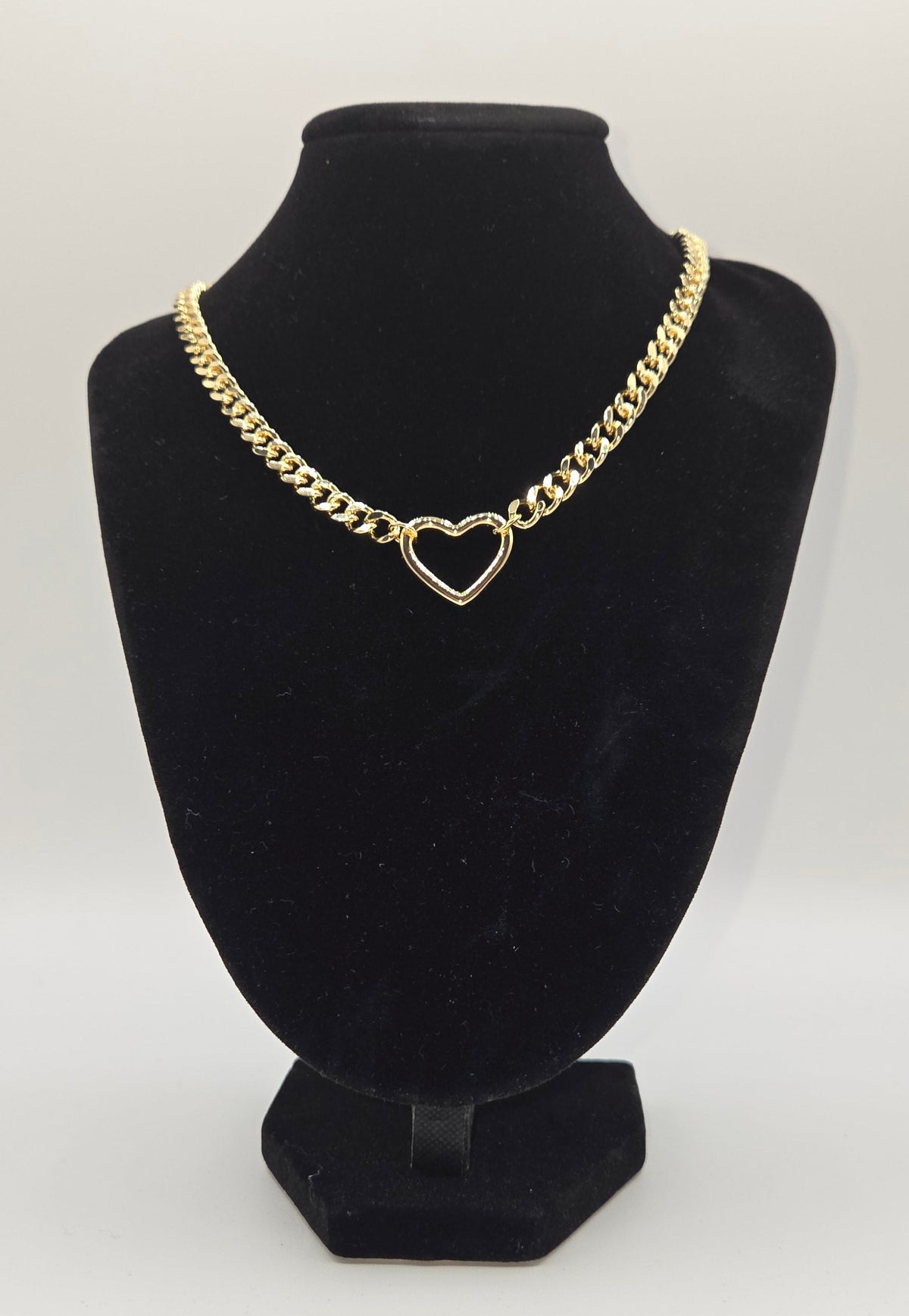 Gold Glossy Hollow Heart Necklace