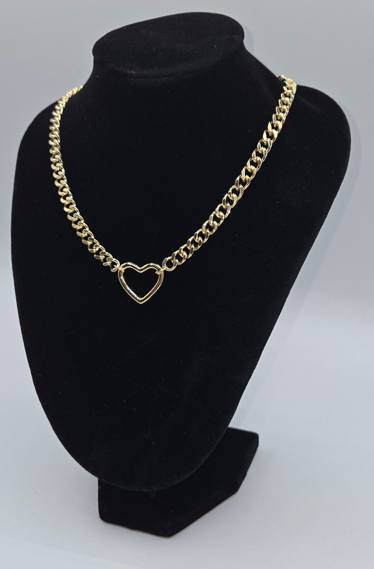 Gold Glossy Hollow Heart Necklace