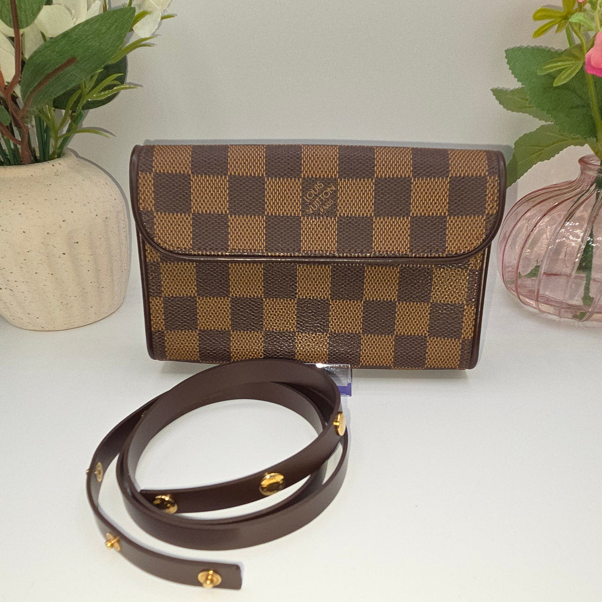 Pre-Loved Louis Vuitton Damier Ebene Pochette Florentine belt bag