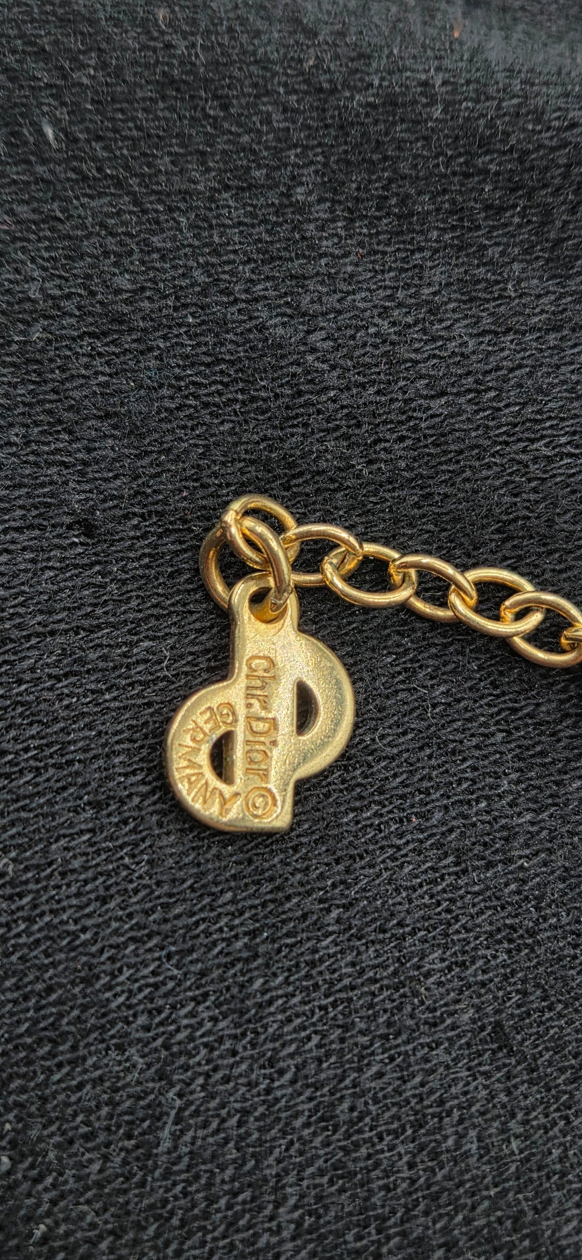 Pre-Loved Christian Dior Logo Necklace – Gold Plated Black Enamel