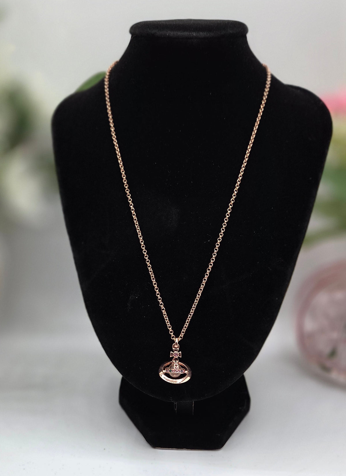 Pre-Loved Vivienne Westwood Orb Pendant Necklace – Rose Gold Rhinestone