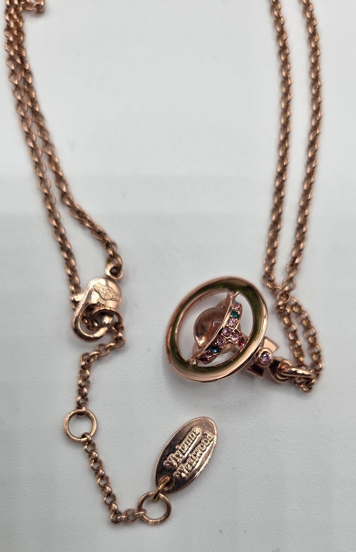 Pre-Loved Vivienne Westwood Orb Pendant Necklace – Rose Gold Rhinestone